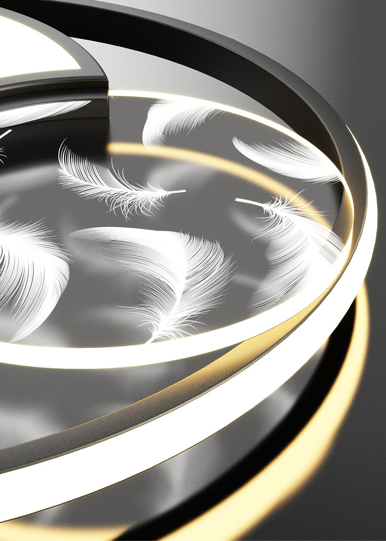 Lacquered Circular LED Ceiling Light in Modern Creative Style Feather Indoor Ceiling Fixture with Acrylic Shade