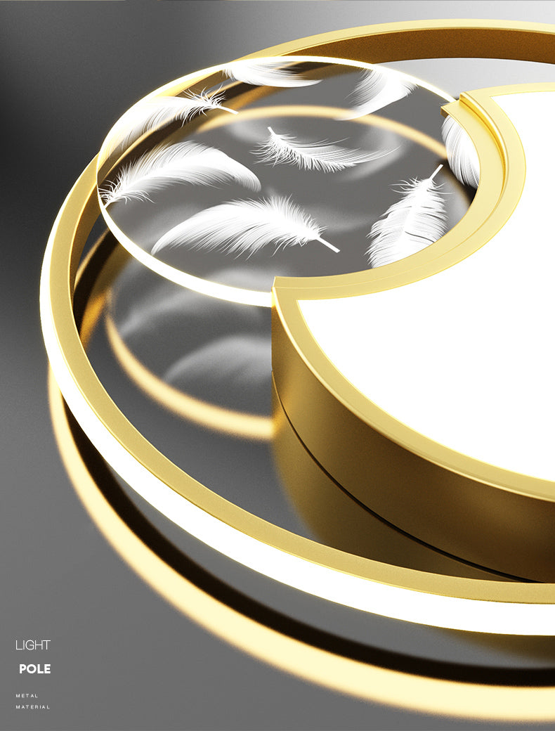 Lacquered Circular LED Ceiling Light in Modern Creative Style Feather Indoor Ceiling Fixture with Acrylic Shade