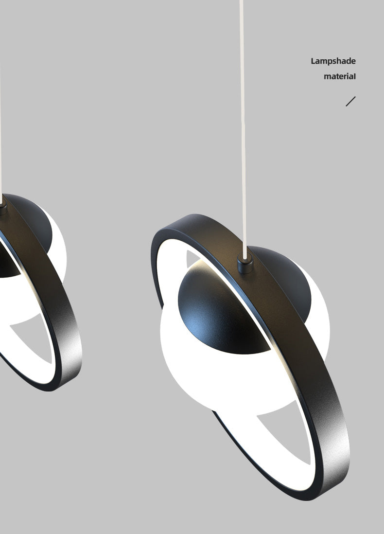 5-Lights Circles LED Island Light Opal Glass Double Spotlight Design Minimalism Lighting Fixture for Dining Room