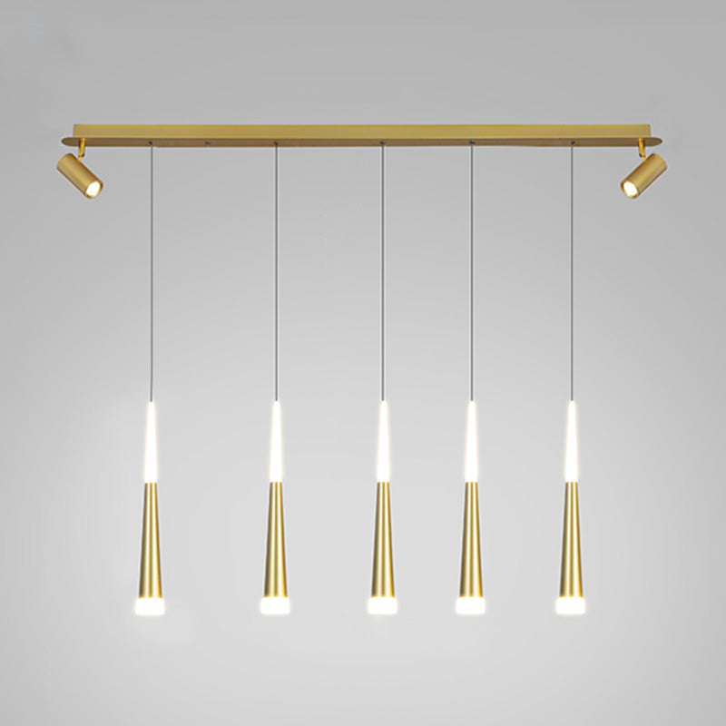Diseño de Doble Doble Gold Luz Led Island Simplicidad contemporánea Cono Hanging Light para comedor