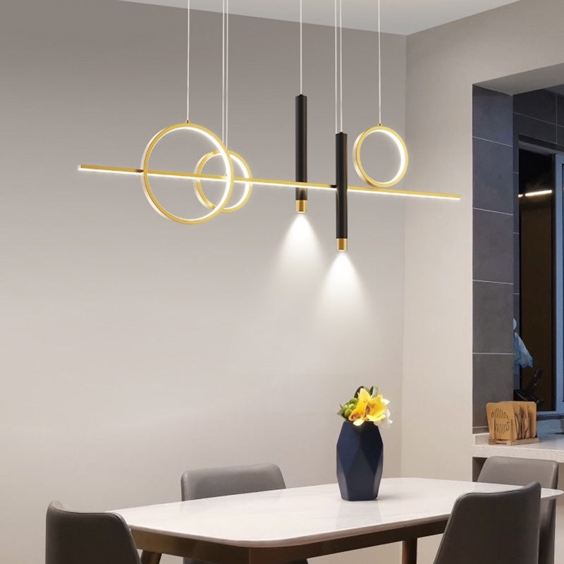 43.3" Length Minimalism LED Island Light Spotlight Design Nordic Style Aluminum Geometric Lines Hanging Light for Dining Room