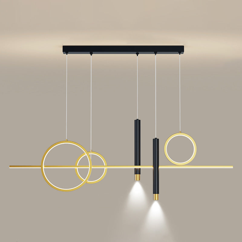 43.3" Length Minimalism LED Island Light Spotlight Design Nordic Style Aluminum Geometric Lines Hanging Light for Dining Room