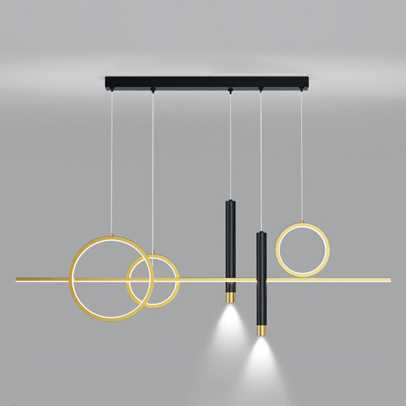 43.3" Length Minimalism LED Island Light Spotlight Design Nordic Style Aluminum Geometric Lines Hanging Light for Dining Room