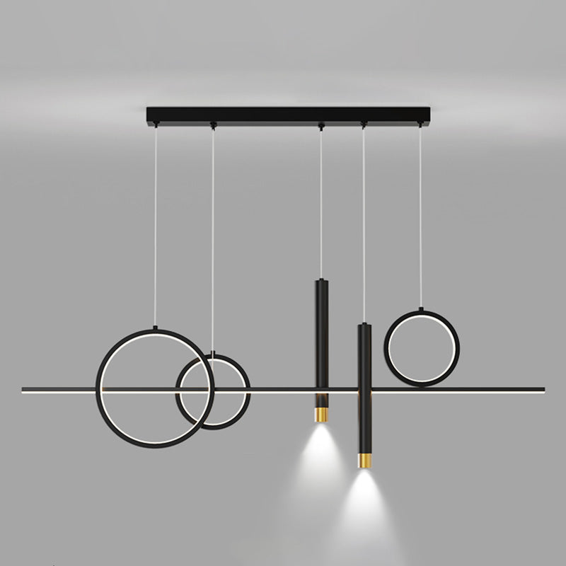 43.3" Length Minimalism LED Island Light Spotlight Design Nordic Style Aluminum Geometric Lines Hanging Light for Dining Room