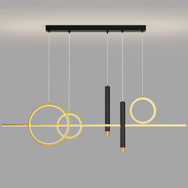 43.3" Length Minimalism LED Island Light Spotlight Design Nordic Style Aluminum Geometric Lines Hanging Light for Dining Room