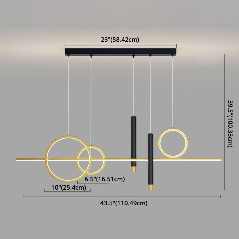 43.3" Length Minimalism LED Island Light Spotlight Design Nordic Style Aluminum Geometric Lines Hanging Light for Dining Room