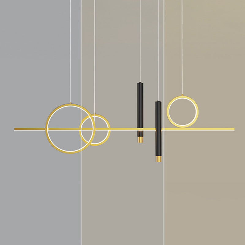 43.3" Length Minimalism LED Island Light Spotlight Design Nordic Style Aluminum Geometric Lines Hanging Light for Dining Room