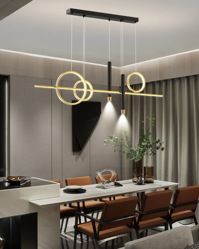 43.3" Length Minimalism LED Island Light Spotlight Design Nordic Style Aluminum Geometric Lines Hanging Light for Dining Room