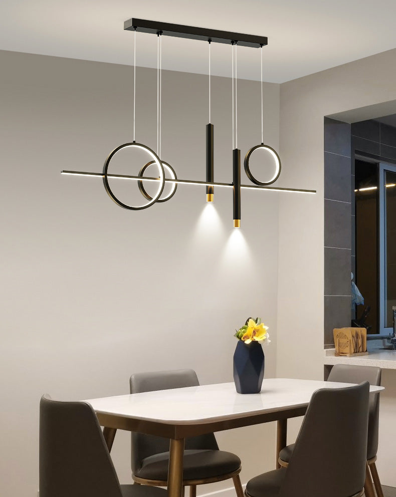 43.3" Length Minimalism LED Island Light Spotlight Design Nordic Style Aluminum Geometric Lines Hanging Light for Dining Room