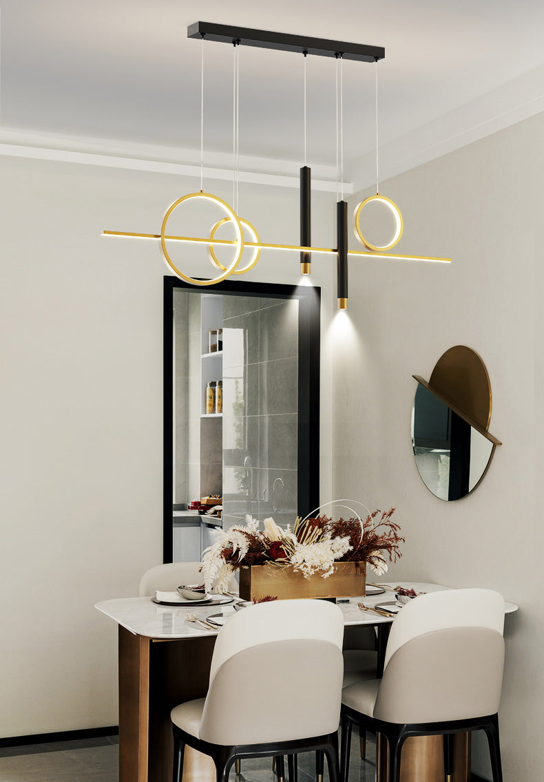 43.3" Length Minimalism LED Island Light Spotlight Design Nordic Style Aluminum Geometric Lines Hanging Light for Dining Room