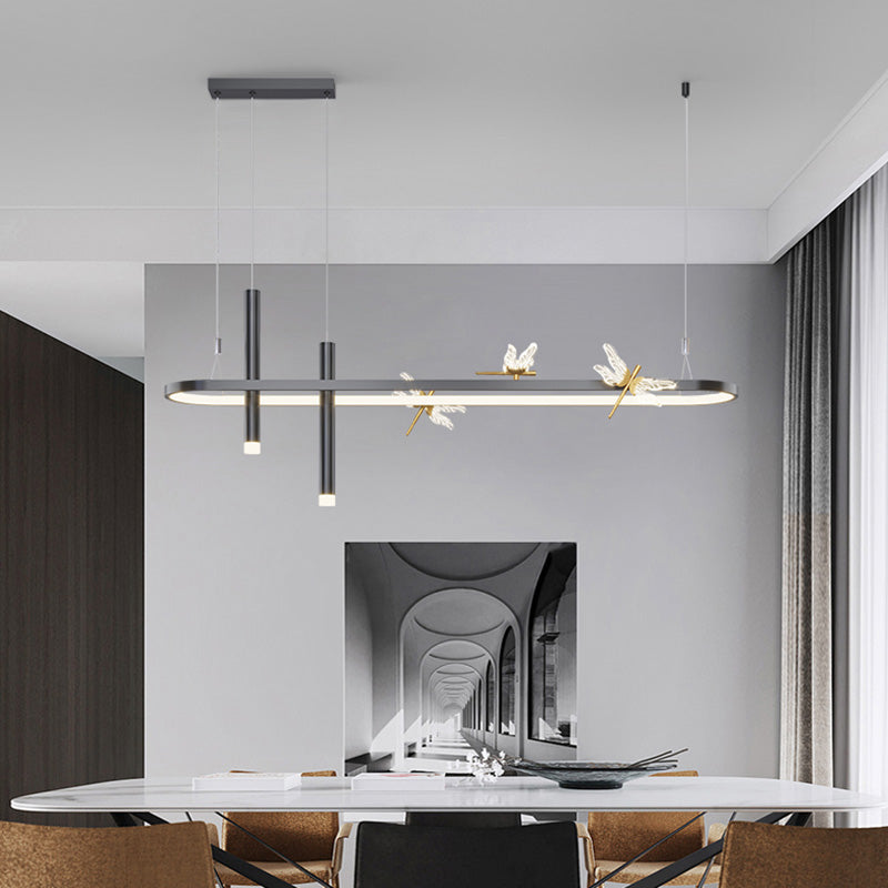 Modern Linear Ceiling Pendant Light Metal Island Pendant