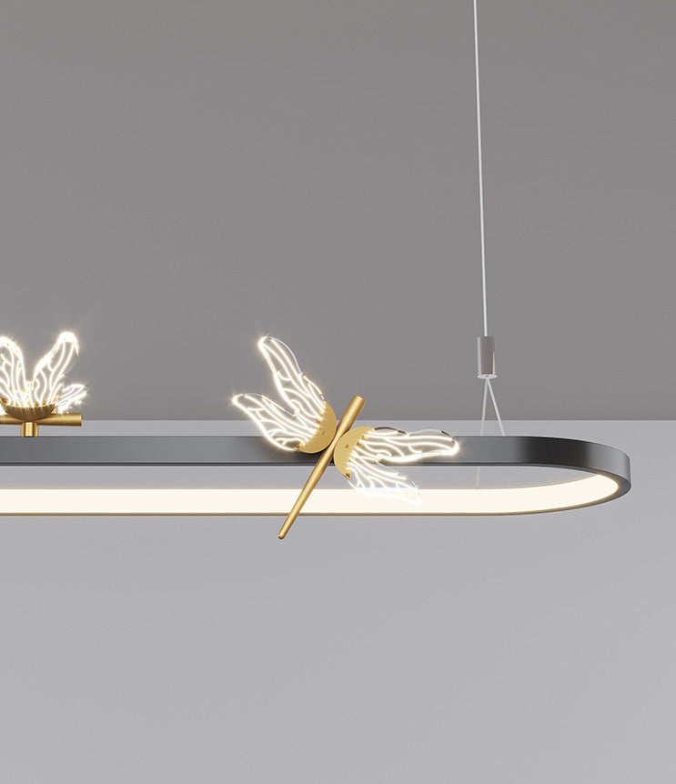 Modern Linear Ceiling Pendant Light Metal Island Pendant