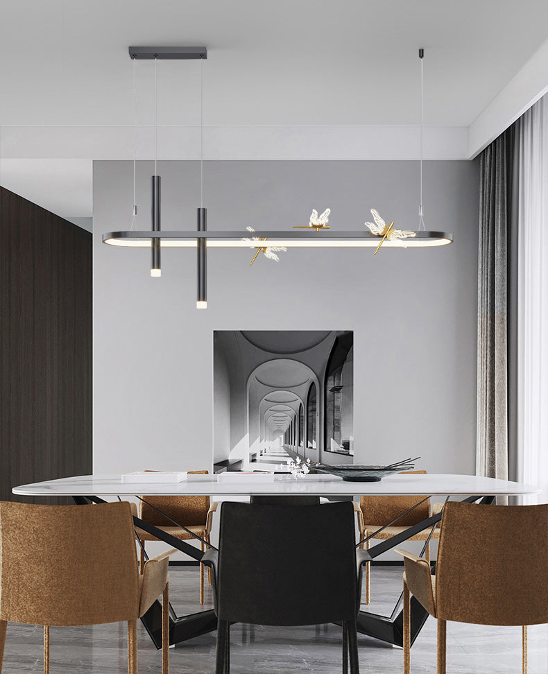 Modern Linear Ceiling Pendant Light Metal Island Pendant