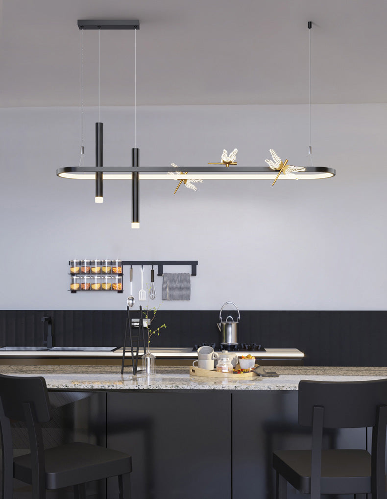 Modern Linear Ceiling Pendant Light Metal Island Pendant