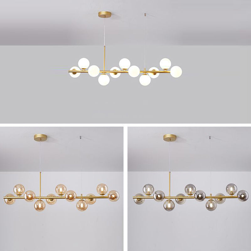 Sphere Island Chandelier Lights Contemporary Glass Chandelier Lighting Fixtures for Dining Table