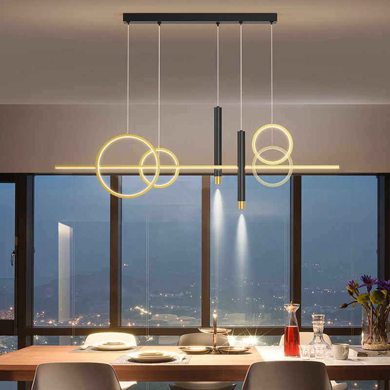 Modern Linear Island Chandelier Lights Metal Pendant Light Kit