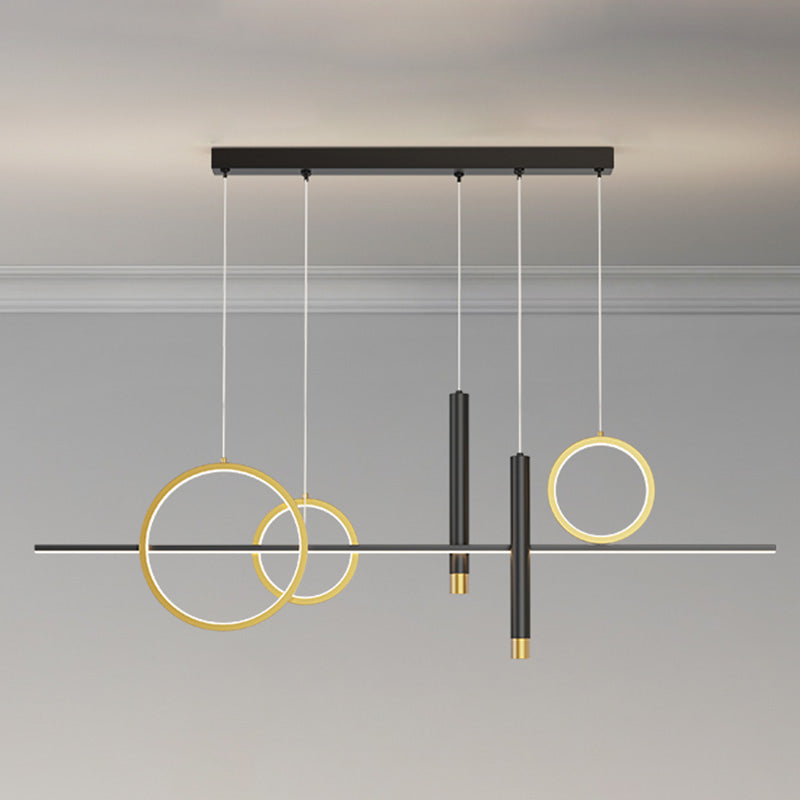 Modern Linear Island Chandelier Lights Metal Pendant Light Kit