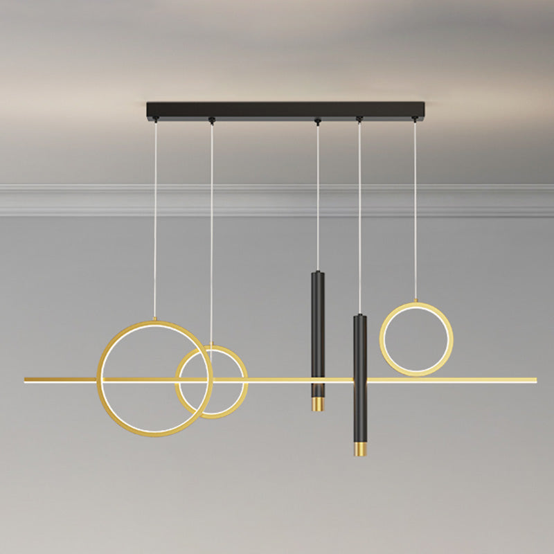 Modern Linear Island Chandelier Lights Metal Pendant Light Kit