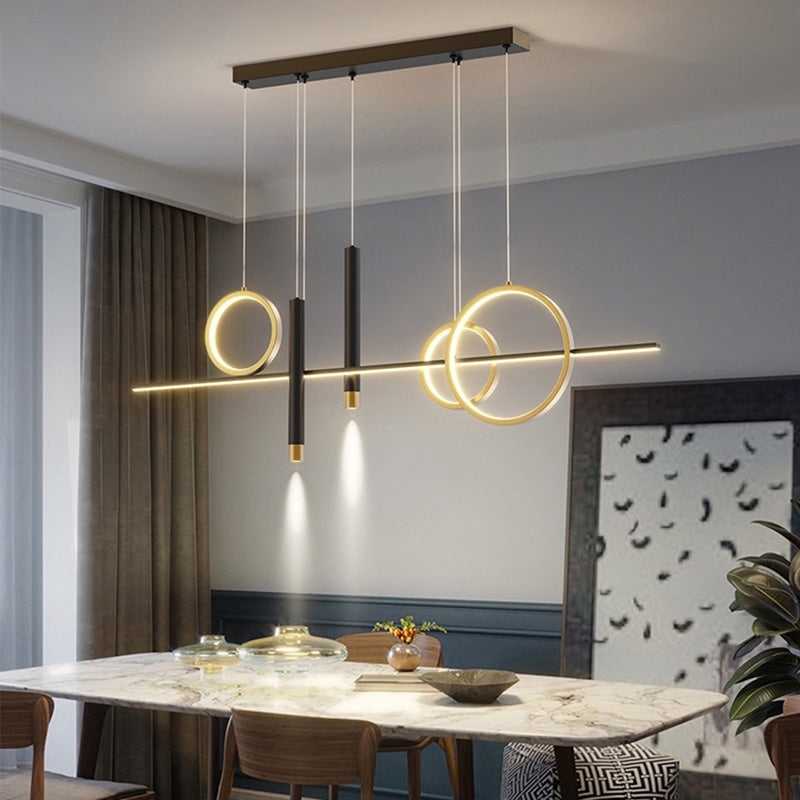 Modern Linear Island Chandelier Lights Metal Pendant Light Kit