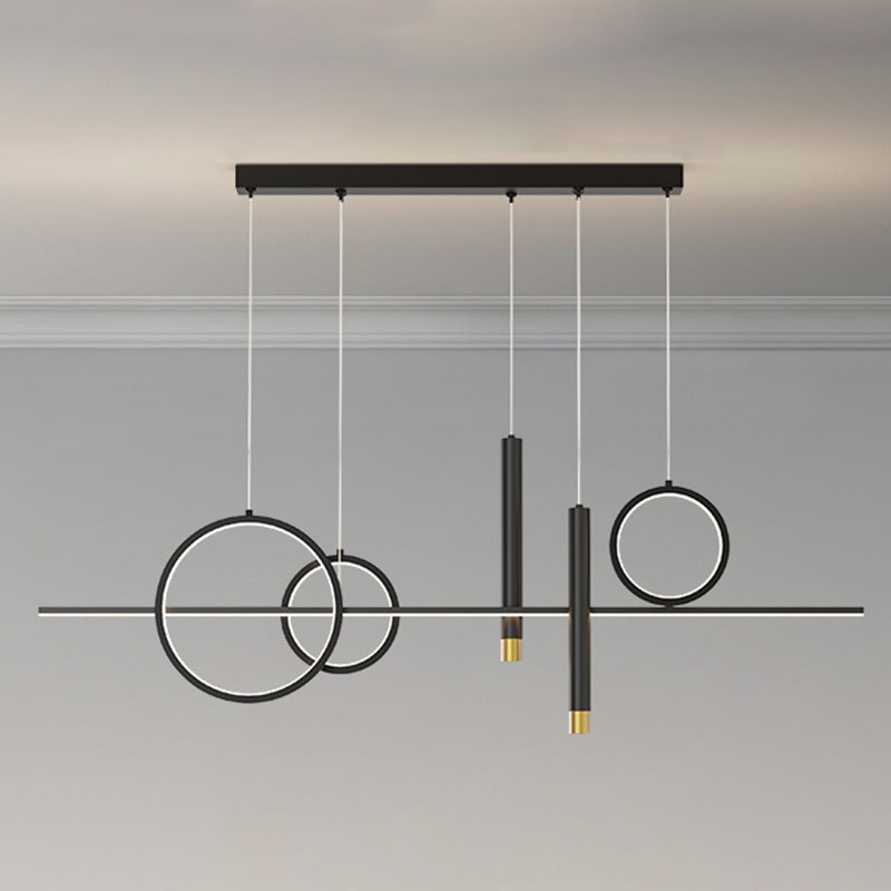 Modern Linear Island Chandelier Lights Metal Pendant Light Kit