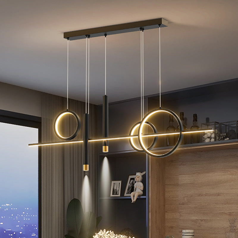 Modern Linear Island Chandelier Lights Metal Pendant Light Kit