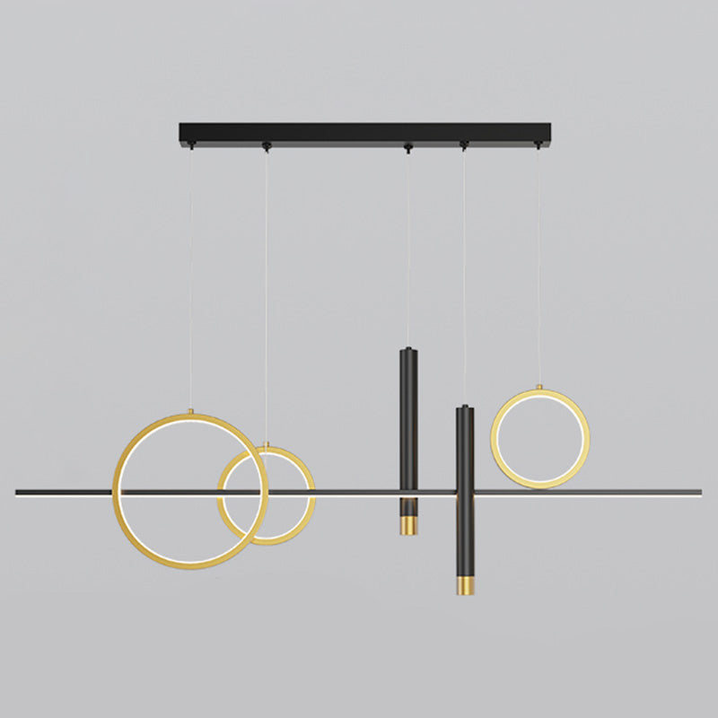 Modern Linear Island Chandelier Lights Metal Pendant Light Kit