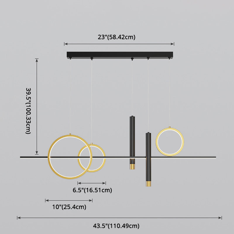 Modern Linear Island Chandelier Lights Metal Pendant Light Kit
