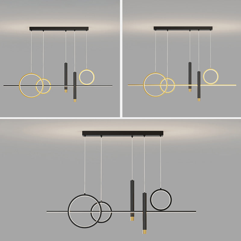Modern Linear Island Chandelier Lights Metal Pendant Light Kit