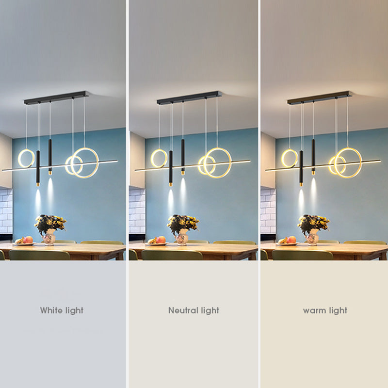 Modern Linear Island Chandelier Lights Metal Pendant Light Kit