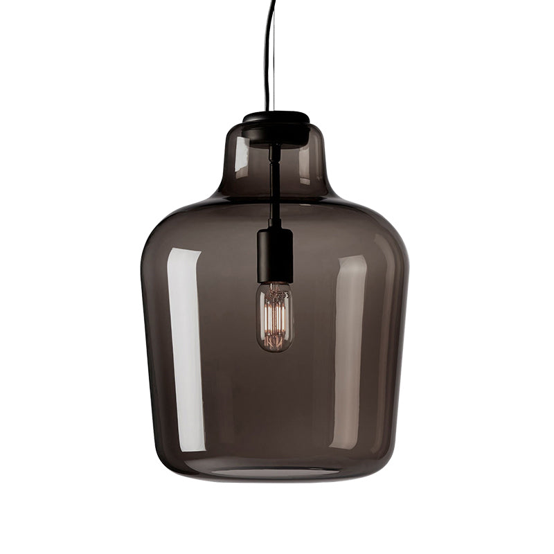 Black Glass Jar Pendant Lamp Contemporary 1 Head Hanging Ceiling Light for Dining Room