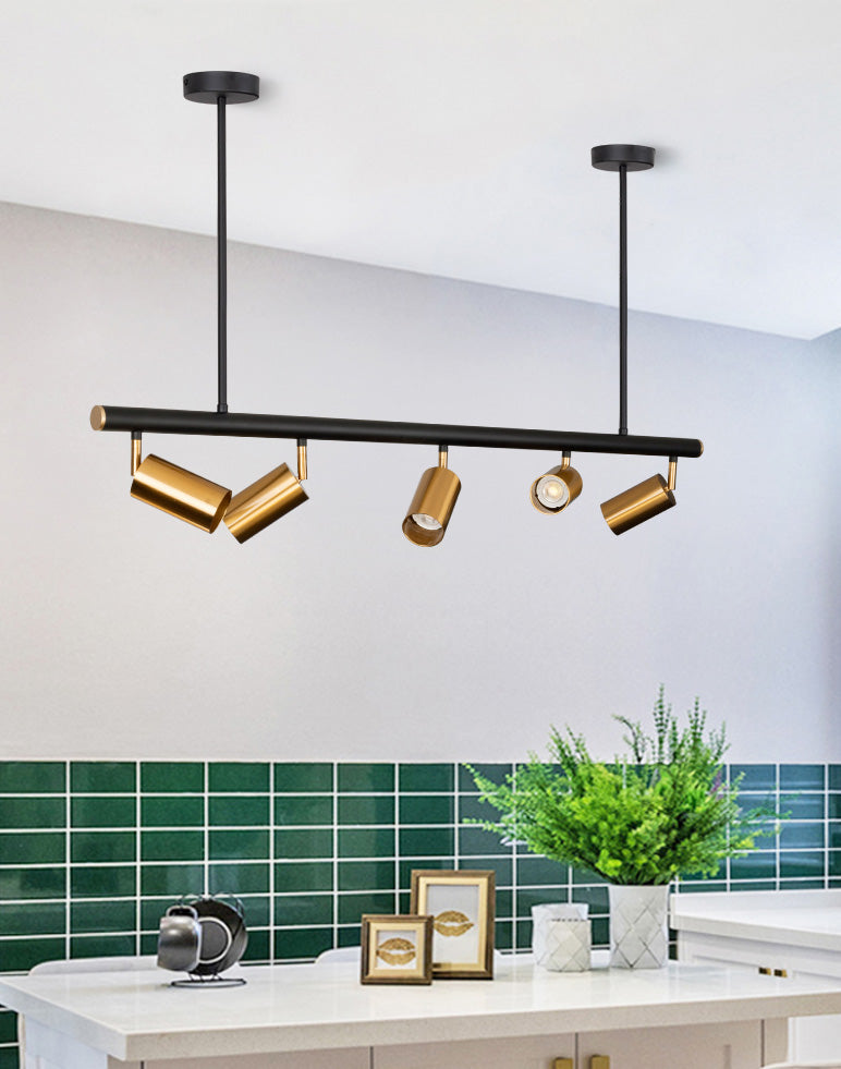 5-Lights Cylindrical Island Light Nordic Style Angle Adjustable Spotlight Dining Room Lighting Fixture