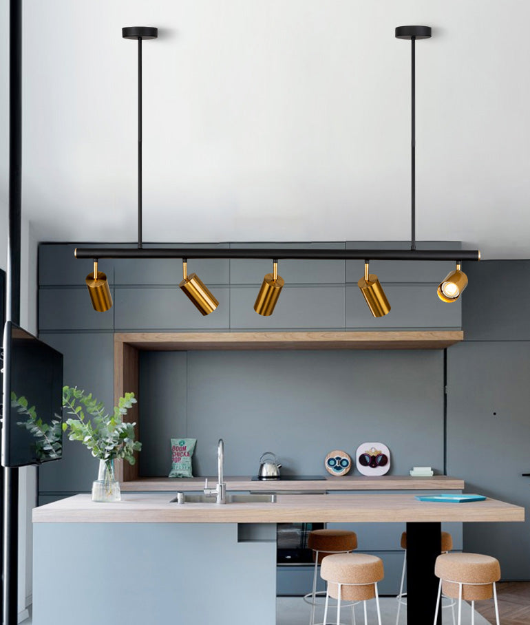 5-Lights Cylindrical Island Light Nordic Style Angle Adjustable Spotlight Dining Room Lighting Fixture