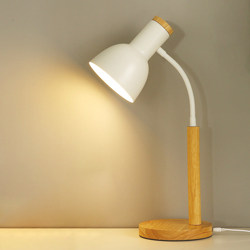 Bell Shade Bedroom Reading Lampe Metal 1-Light Nordic Night Light avec un bras flexible