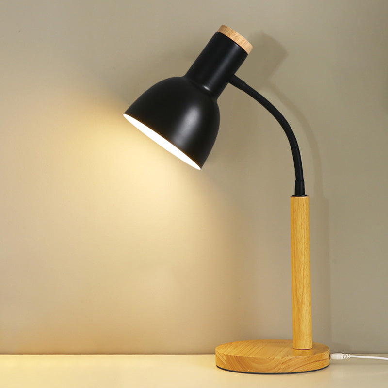 Bell Shade Bedroom Reading Lampe Metal 1-Light Nordic Night Light avec un bras flexible