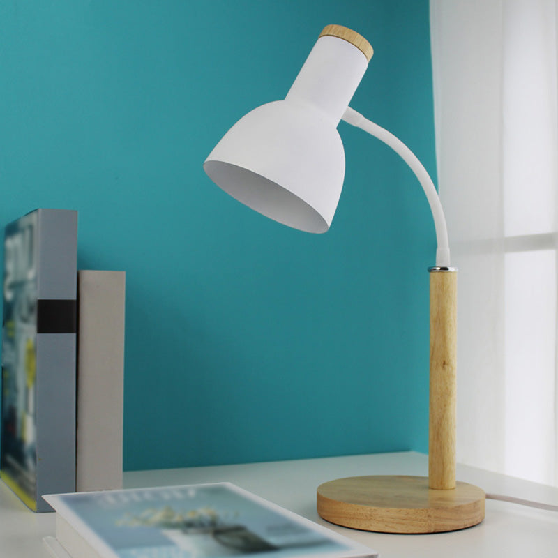 Bell Shade Bedroom Reading Lampe Metal 1-Light Nordic Night Light avec un bras flexible