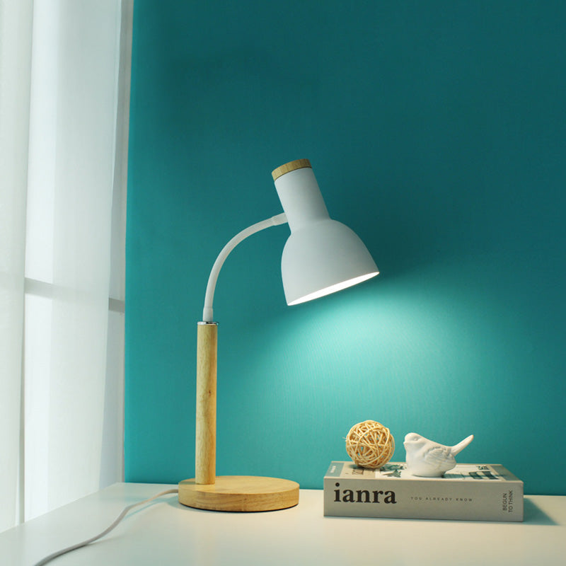 Bell Shade Bedroom Reading Lampe Metal 1-Light Nordic Night Light avec un bras flexible