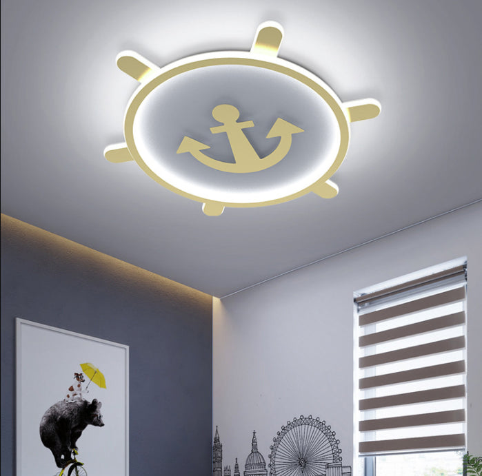 Mediterran Flushmount Light Nordic Modern Minimalistisch Kreativ Warm Golden Ruder Kinder Zimmer Zimmer-Zimmer-Studie Deckenlampen