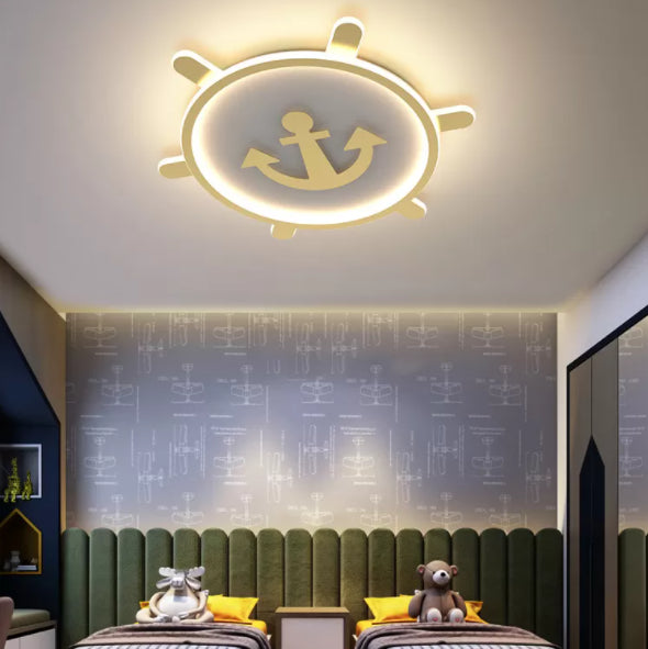 Mediterran Flushmount Light Nordic Modern Minimalistisch Kreativ Warm Golden Ruder Kinder Zimmer Zimmer-Zimmer-Studie Deckenlampen