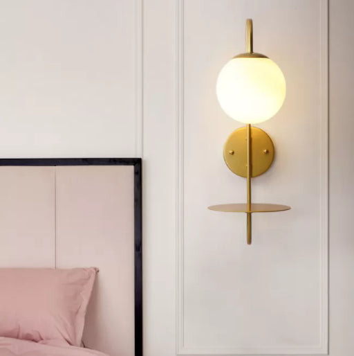 Modern Glass Wall Sconce Lighting Metal Gooseneck Wall Light for Bedroom