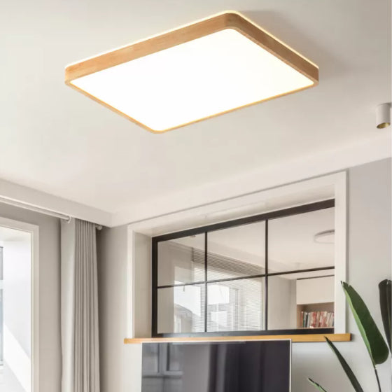 Bois Couleur Voyant Réel Ceiling Light in Modern Concise Style Plafond Fixture avec Shade Acrylique