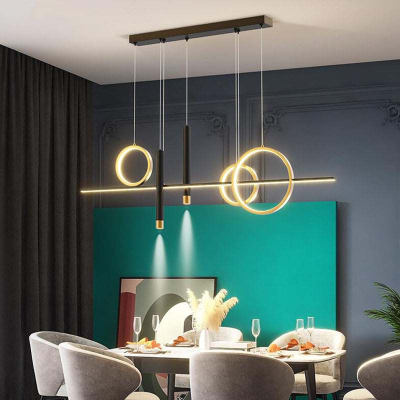 Modern Linear Island Chandelier Lights Metal Pendant Light Kit