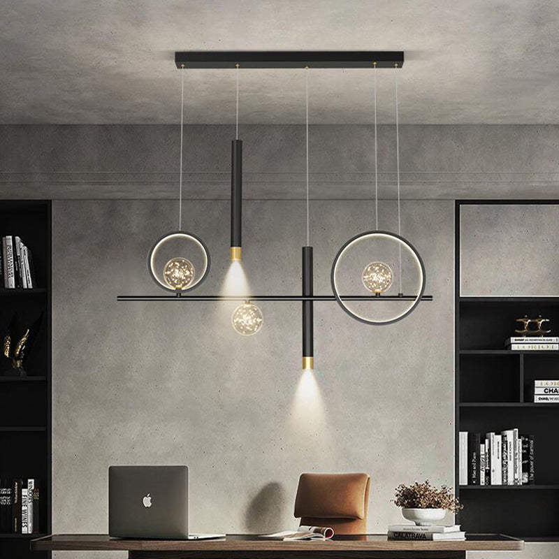 Modern Minimalist Minimalist Linear Isola Luci Luci in metallo Pla lampadario per soggiorno