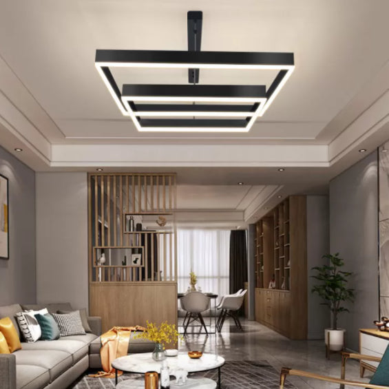 Modern Minimalist Style Multiple Squares Pendant Lighting Fixtures Metal Pendant Light Kit