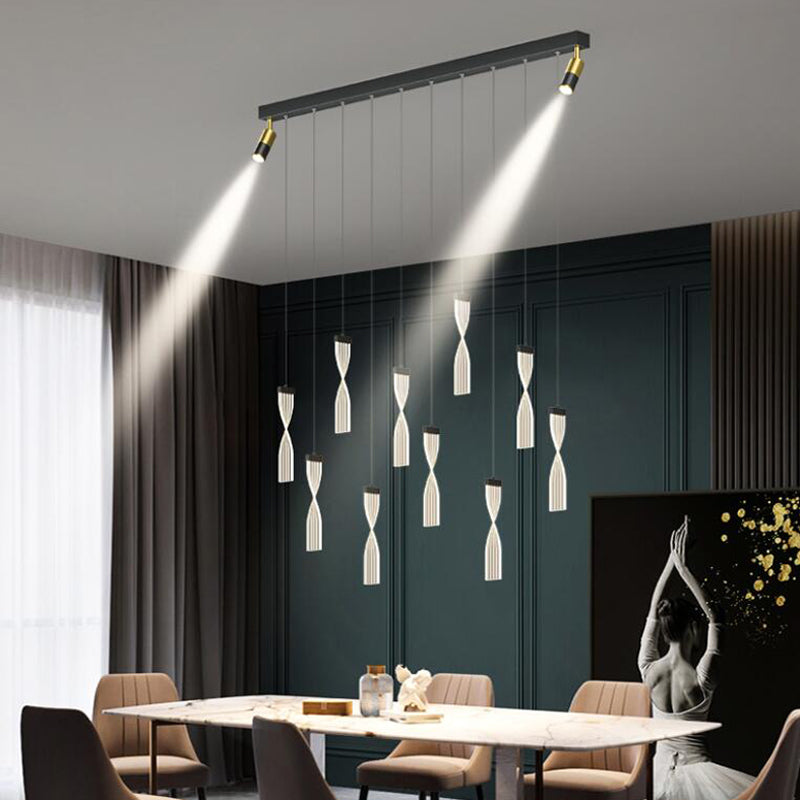 10-Lights Modern Style Acrylic LED Island Light Double Spotlight Design Long Strip Dining Room Lighting Fixture