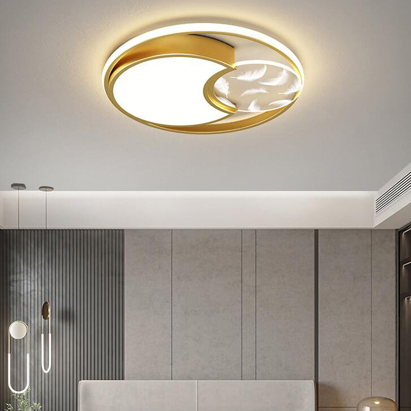 Lacquered Circular LED Ceiling Light in Modern Creative Style Feather Indoor Ceiling Fixture with Acrylic Shade