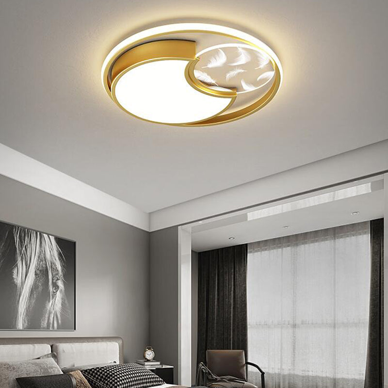 Lacquered Circular LED Ceiling Light in Modern Creative Style Feather Indoor Ceiling Fixture with Acrylic Shade