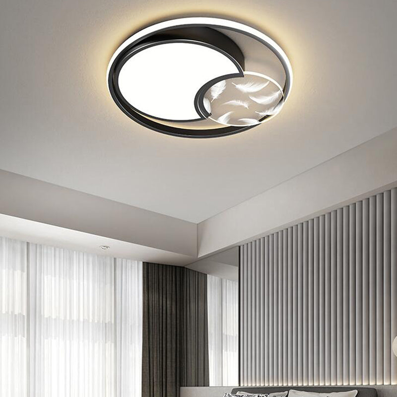 Lacquered Circular LED Ceiling Light in Modern Creative Style Feather Indoor Ceiling Fixture with Acrylic Shade