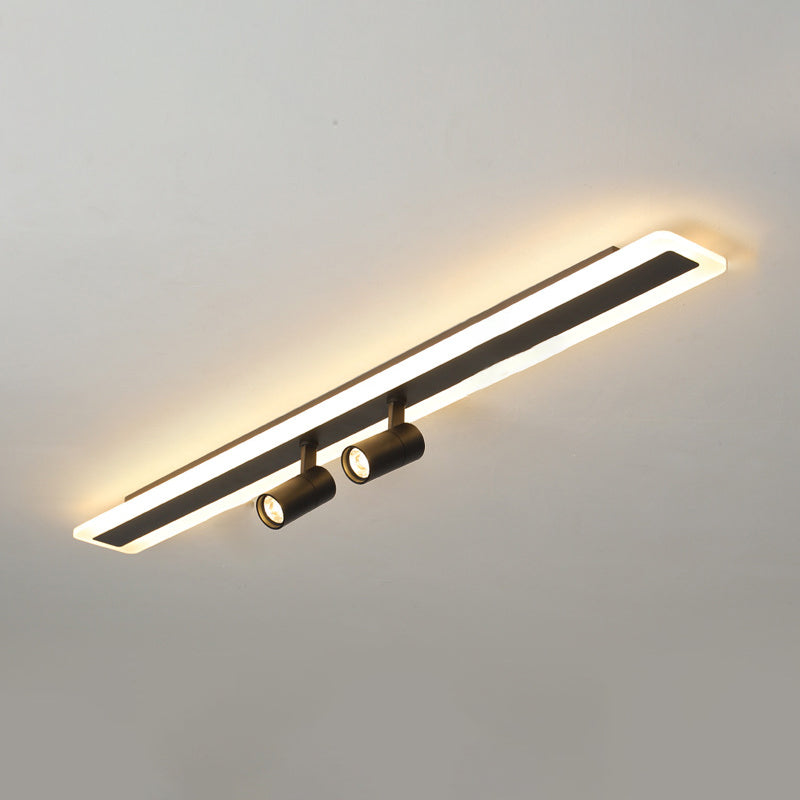 Tira de acrílico rectangular LED de montaje semi empotrado en luz de techo de metal de estilo conciso moderno para lugares comerciales