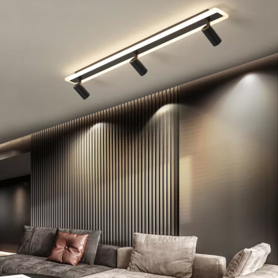 Tira de acrílico rectangular LED de montaje semi empotrado en luz de techo de metal de estilo conciso moderno para lugares comerciales