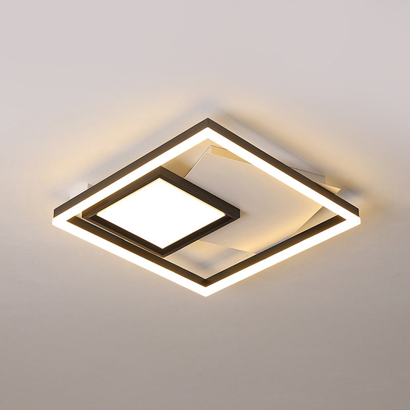 Schwarz-weiße rechteckige Deckenbeleuchtung, minimalistisches Acryl, 16"/19,5"/35,5" breite LED-Einbauleuchte in warmem/weißem Licht/stufenlose Dimmung mit Fernbedienung